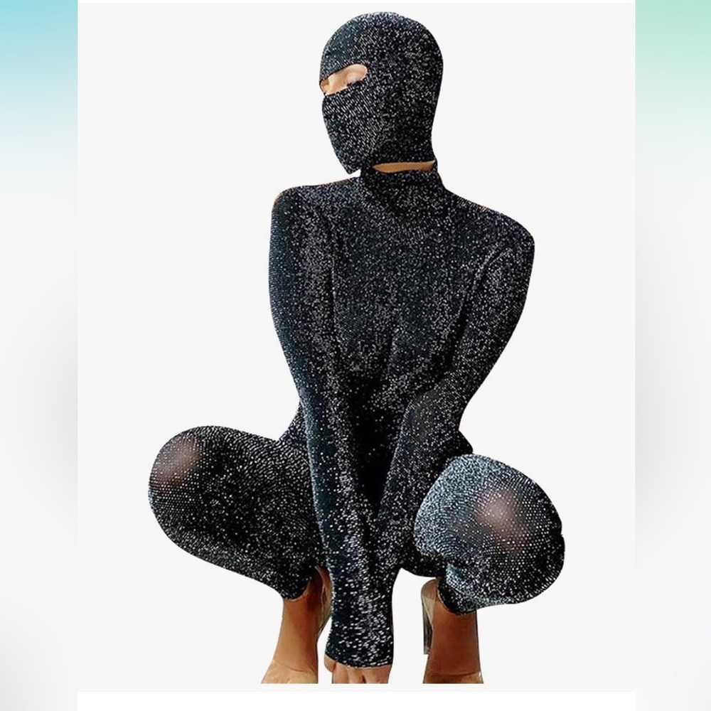 Sparkling Black Full Body Suit NWOT